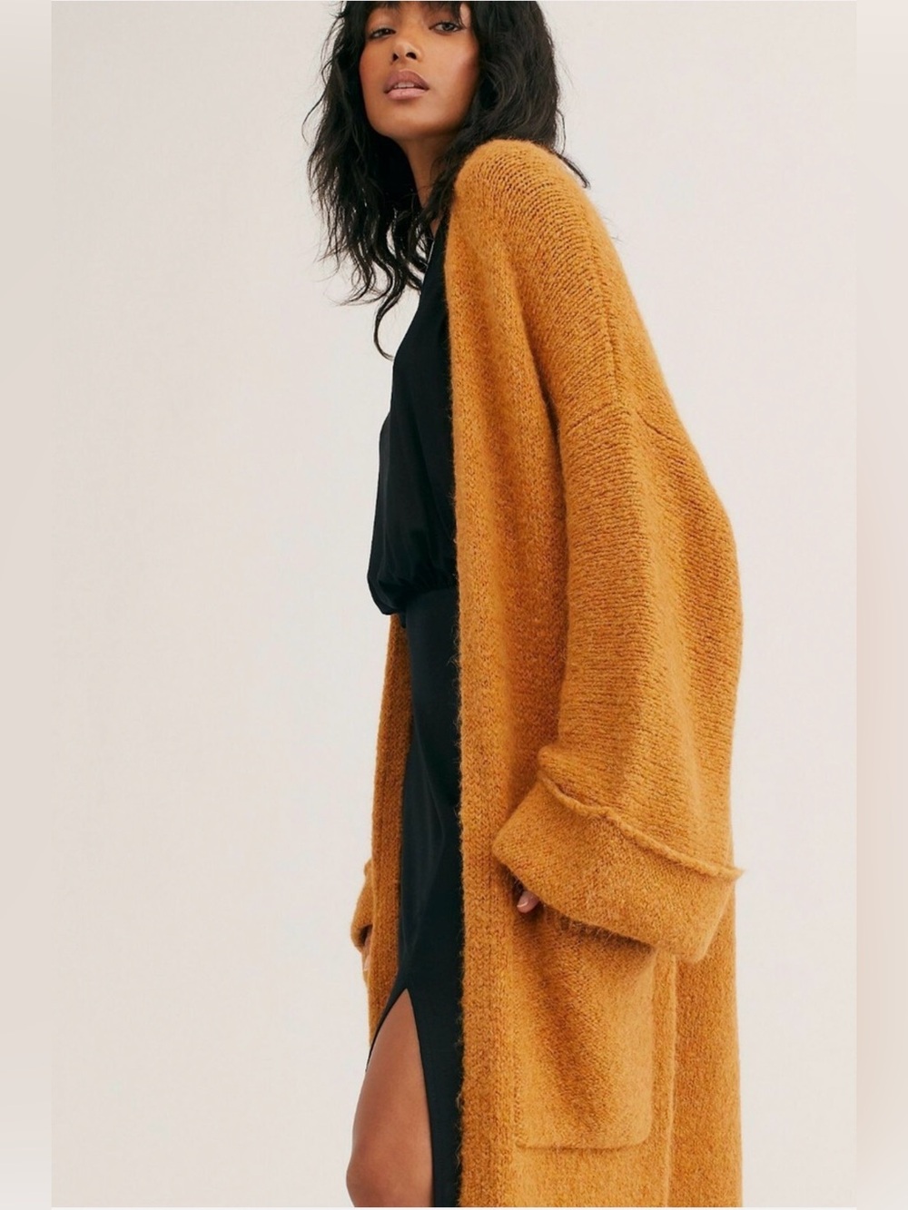 Free People Live In Tokyo Cardigan Chestnut Camel Pocket - Picture 1 of 6